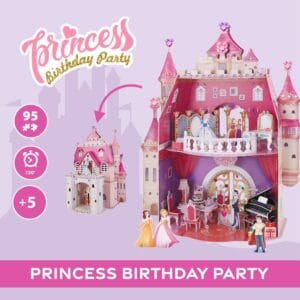 CubicFun 3D Puzzle | Princess Birthday Party Castle 🎀 🏰 | 95 Pieces | Crystal Gem Stickers 2 in 1💎