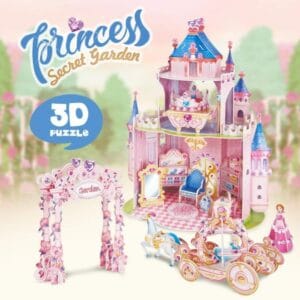 CubicFun 3D Puzzle | Princess Secret Garden 🏰 | 3D Princess Castle with Crystal Gem Stickers | 92 Pieces ✨