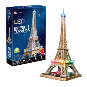 CubicFun 3D Puzzle LED ✨ | Eiffel Tower 🗼 | 84 Pieces – Light-Up Paris Landmark 🛠️