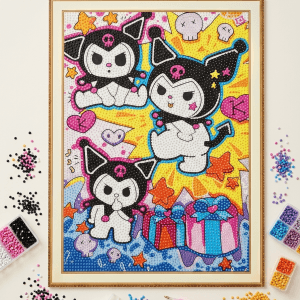 Diamond Painting Egypt | Kuromi Sanrio | Full Round Drill Diamond Painting 40×30 cm | Pre-Stretched Canvas on Wooden Frame